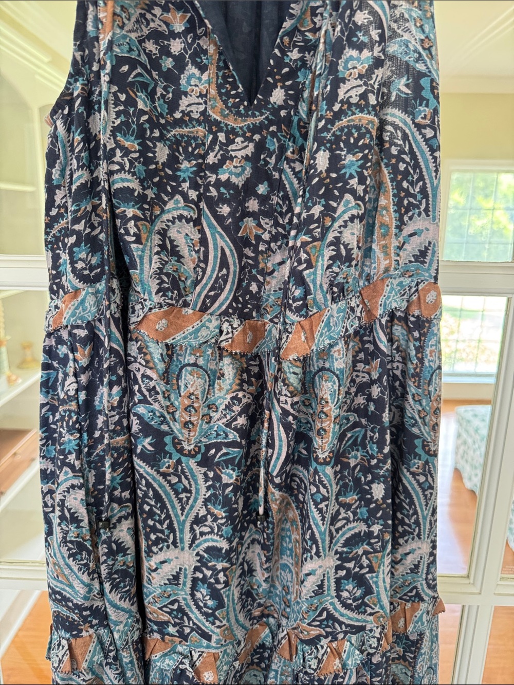 Caroline Constas Navy and Rust Paisley Maxi Dress - Picture 3 of 4